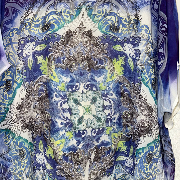 Women's Maurices Blouse Tunic Top Studded Size 2 Blue Green Grey Plus Size - Picture 9 of 14